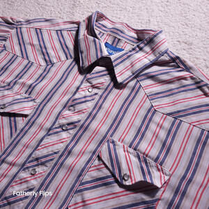 Wrangler Men's Western Short Sleeve Shirt 3X Striped Cotton Blend Pearl Snap